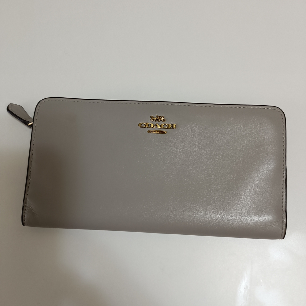 Coach Taupe Wallet with Gold Logo